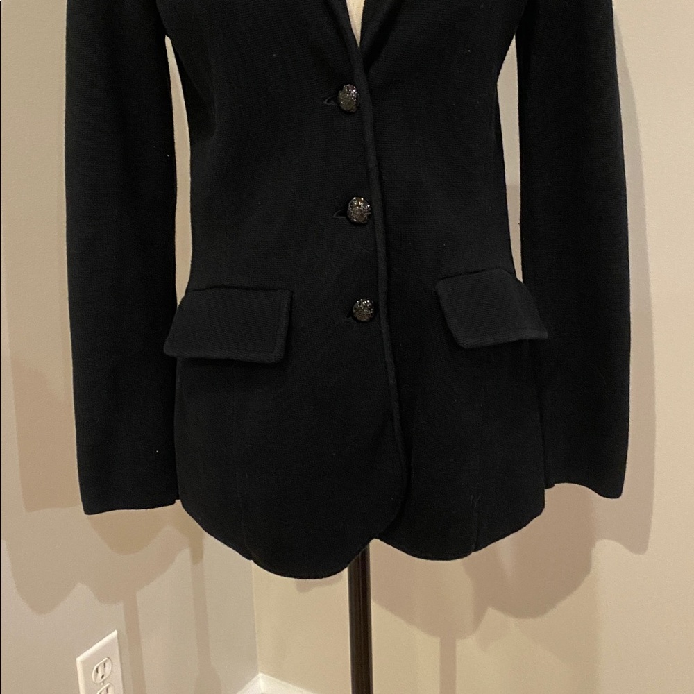 Lauren Ralph Lauren combed cotton blazer black dark Academia Preppycore small - Picture 4 of 16